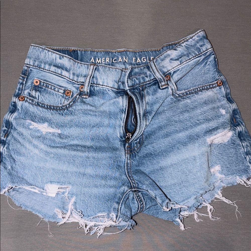 American Eagle Outfitters Distressed Light Blue Jean Shorts